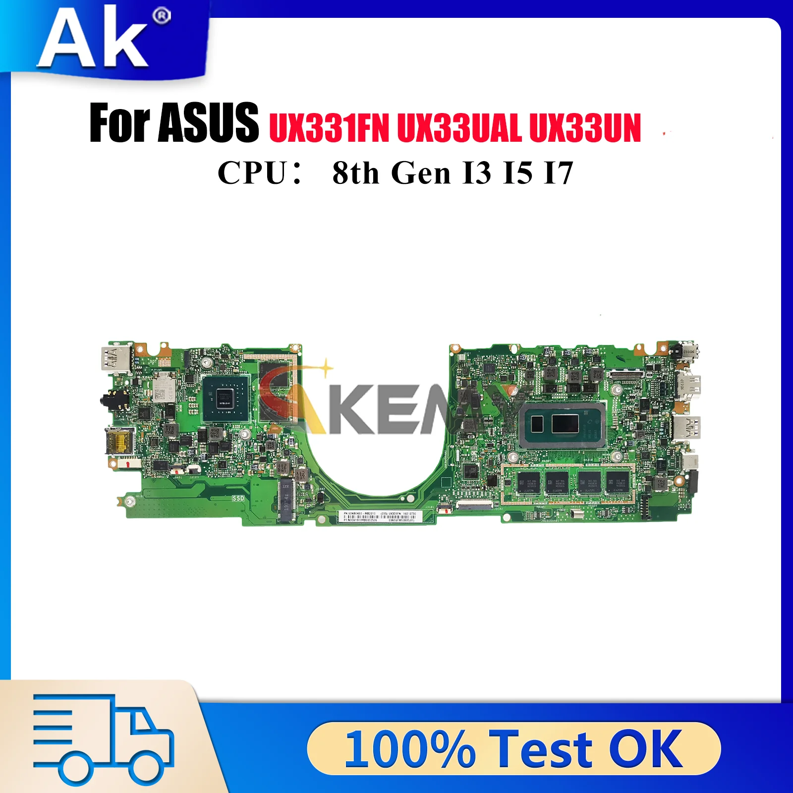 

UX331FN Материнская плата для ноутбука ASUS ZenBook UX331 UX33UN BX331U U3300U UX33UAL Материнская плата с процессором I3 I5 I7 100% тест ОК быстрая доставка