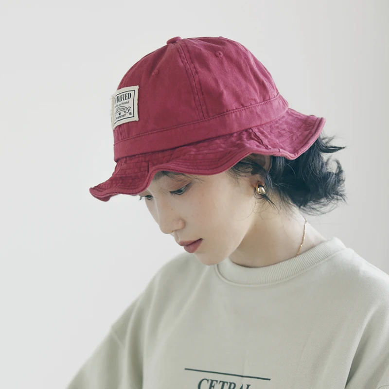 Japanese Short Along Basin Caps Women Korean Versatile Dome Bucket Hat Fashion Travel Spring and Summer Retro Tooling Men\'s Cap