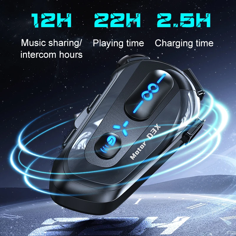 600M Half Duplex Motorcycle Helmet Intercom Headset V5.4 Waterproof Music Share Interphone Intelligent Voice Assistant Headphone