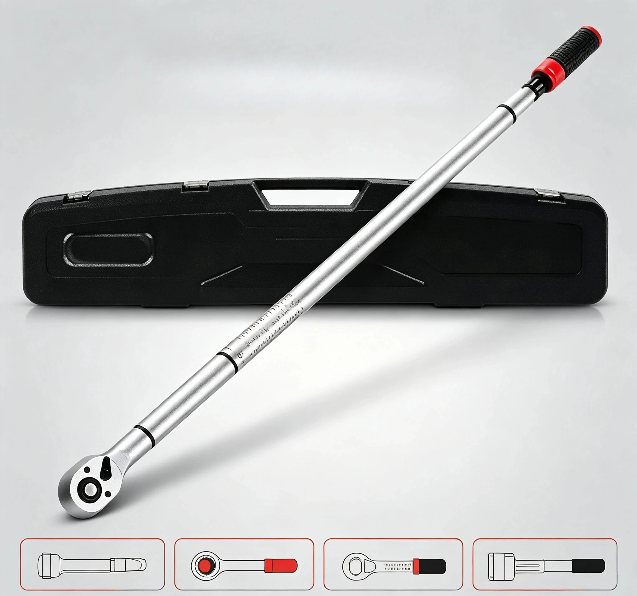 48 Teeth High Precision 3% Accuracy Heavy Duty Torque Spanner for Truck Car Tire，3/4 Inch Drive Torque Wrench 600-1000Nm