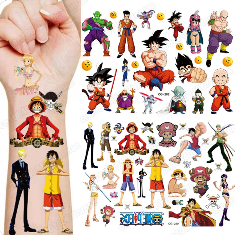 

Anime One Piece Tattoo Stickers Cartoon Children's Tattoo Stickers Luffy Zoro Water Transfer Printing Kids Toys Christmas Gifts