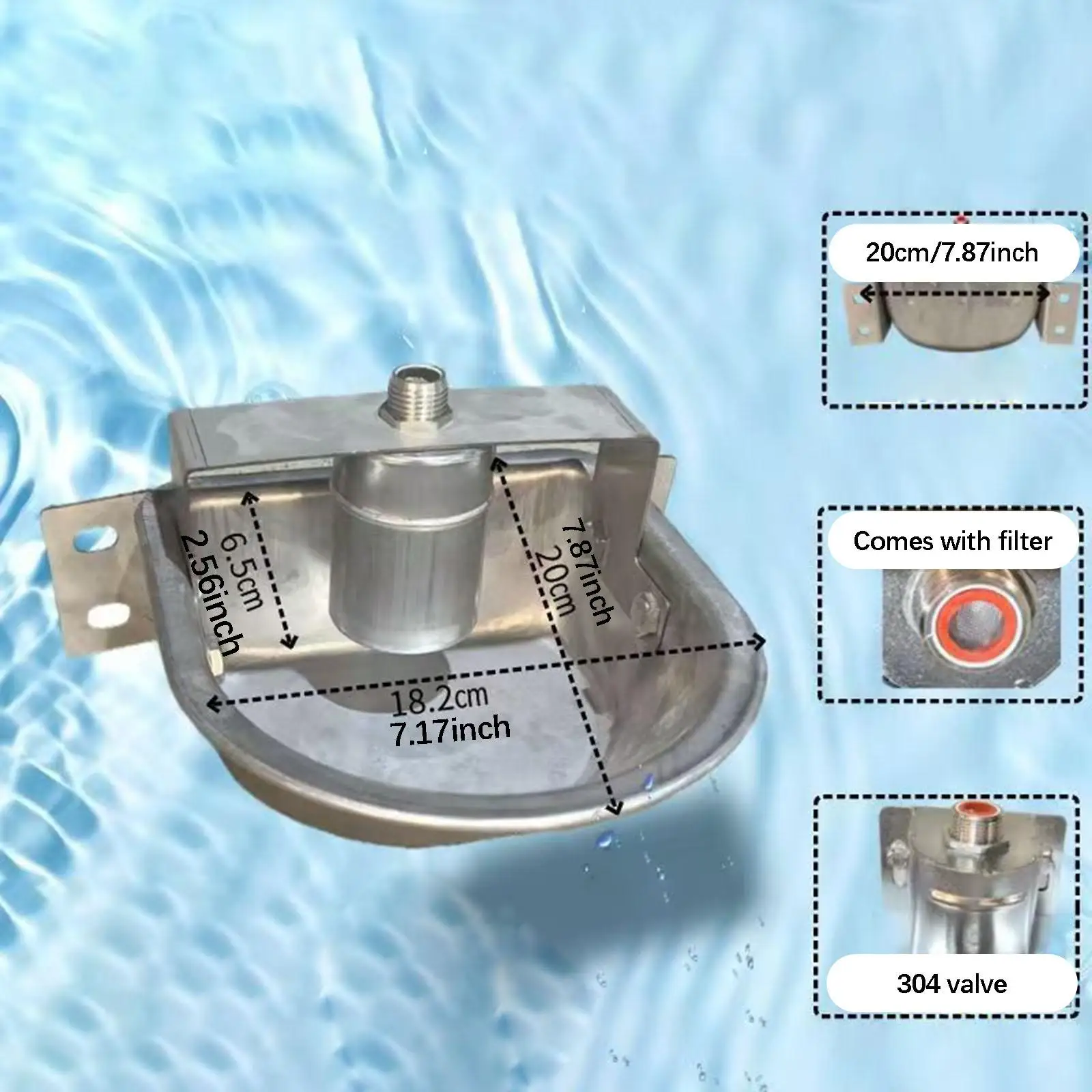Easy Install Automatic Water Feeder Bowl Stainless Steel Drinker for Cattle Sheep Horses Farm Use