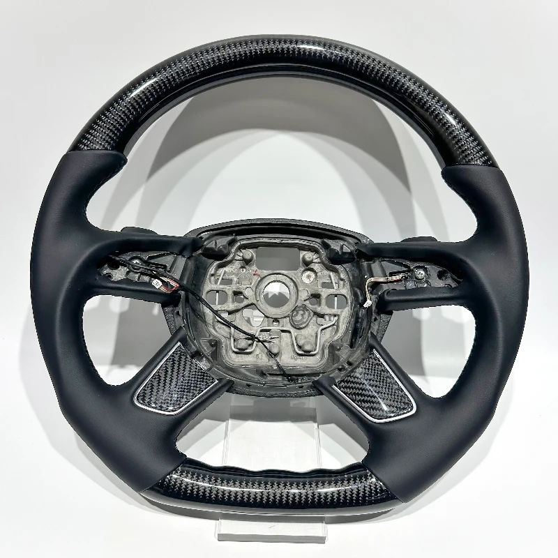 Suitable for Audi DIY Carbon Fiber Flat leather Steering Wheel Black Carbon Fiber  FOR A7 A5 Q5 Q7 A1 A4 A5 C7 Customizable