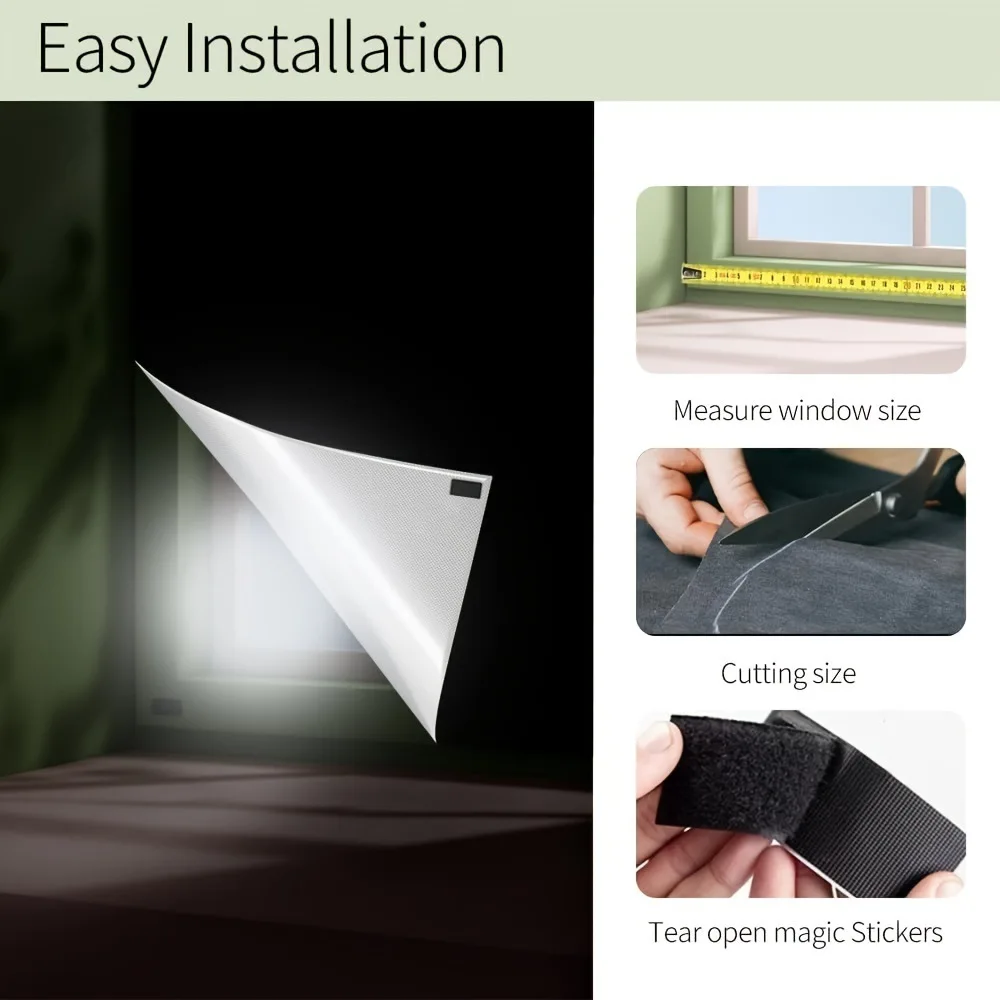 100% Blackout Curtains for Bedroom, Portable DIY Window Blinds, No Drill Window Shades & Blackout Blinds with Stickers & Tabs fo