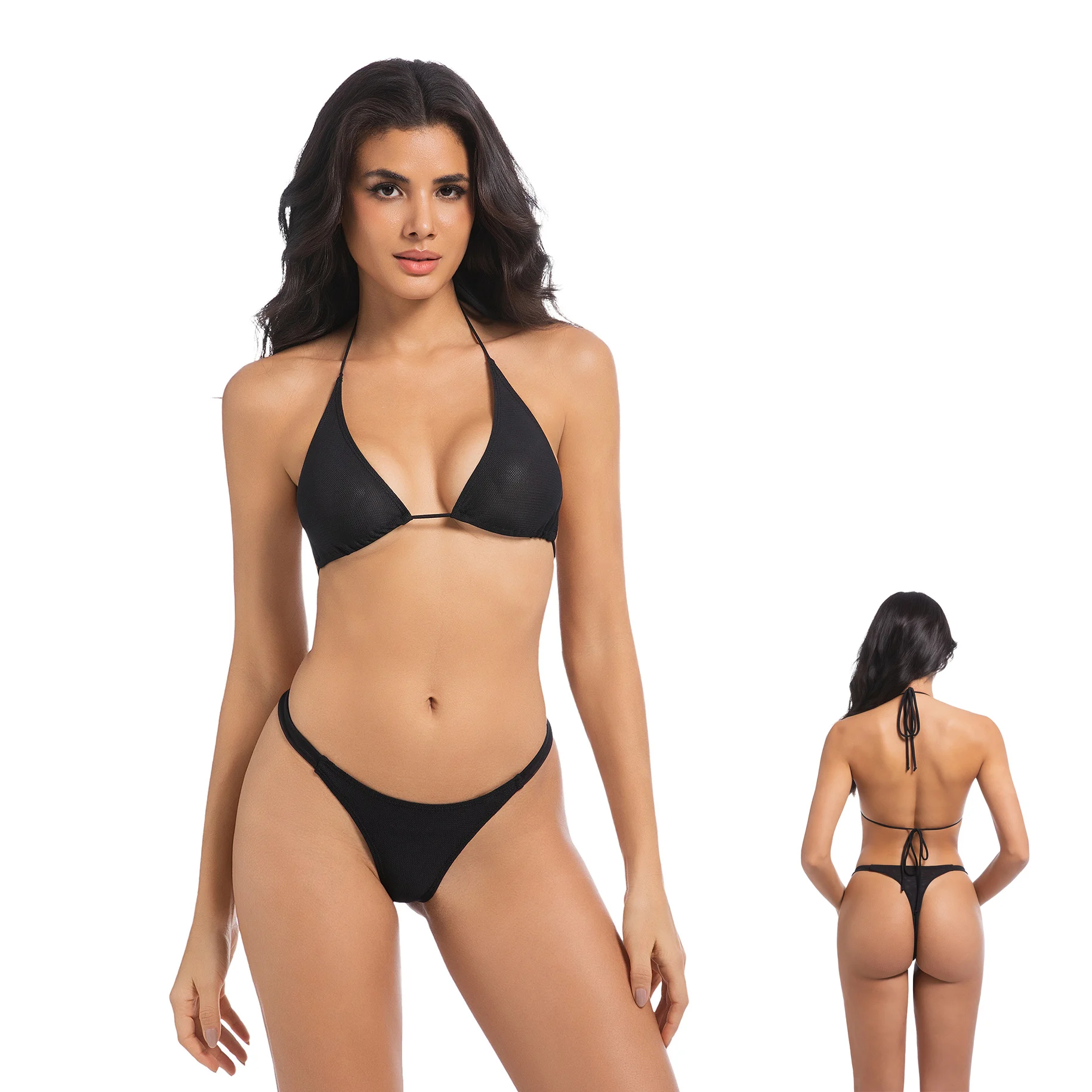 

Купальник Volagor из двух частей: комплект бикини без следов от загара, пропускающий солнечный свет, для загара, с топом на завязках сзади и треугольными плавками