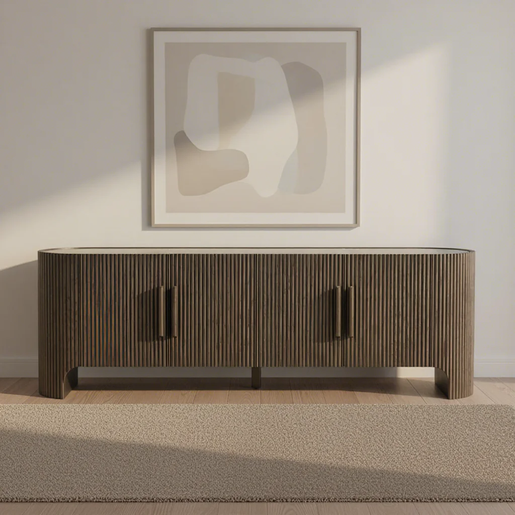 

Luxury Solid Oak Wood Media Console Marble Tabletop Modern Antique Living Room Bedroom TV Cabinet
