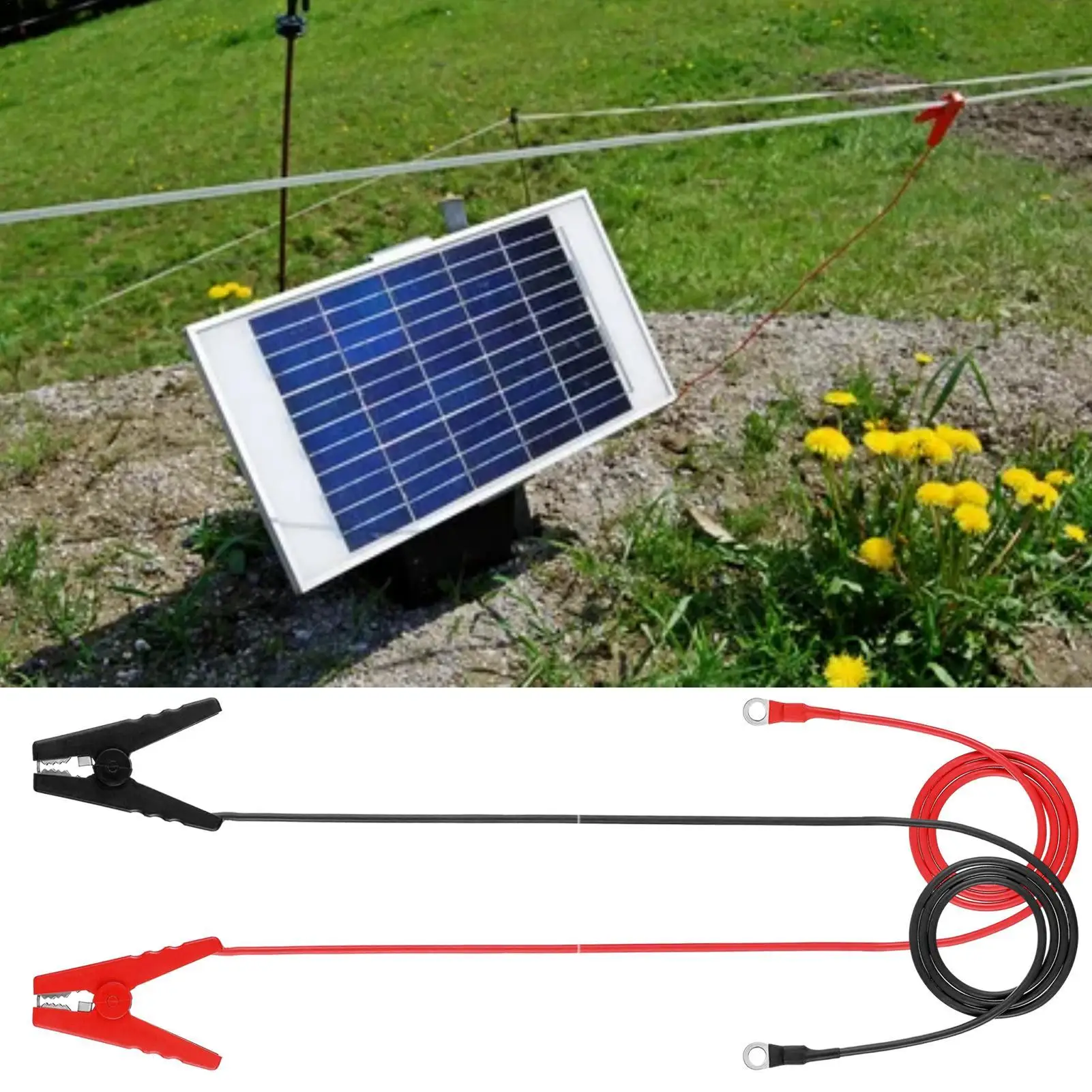 Electric Fence Jumper Cable with Alligator Clips Heavy Duty Insulated Wire for Solar Battery Fencers Easy Repairs Extension