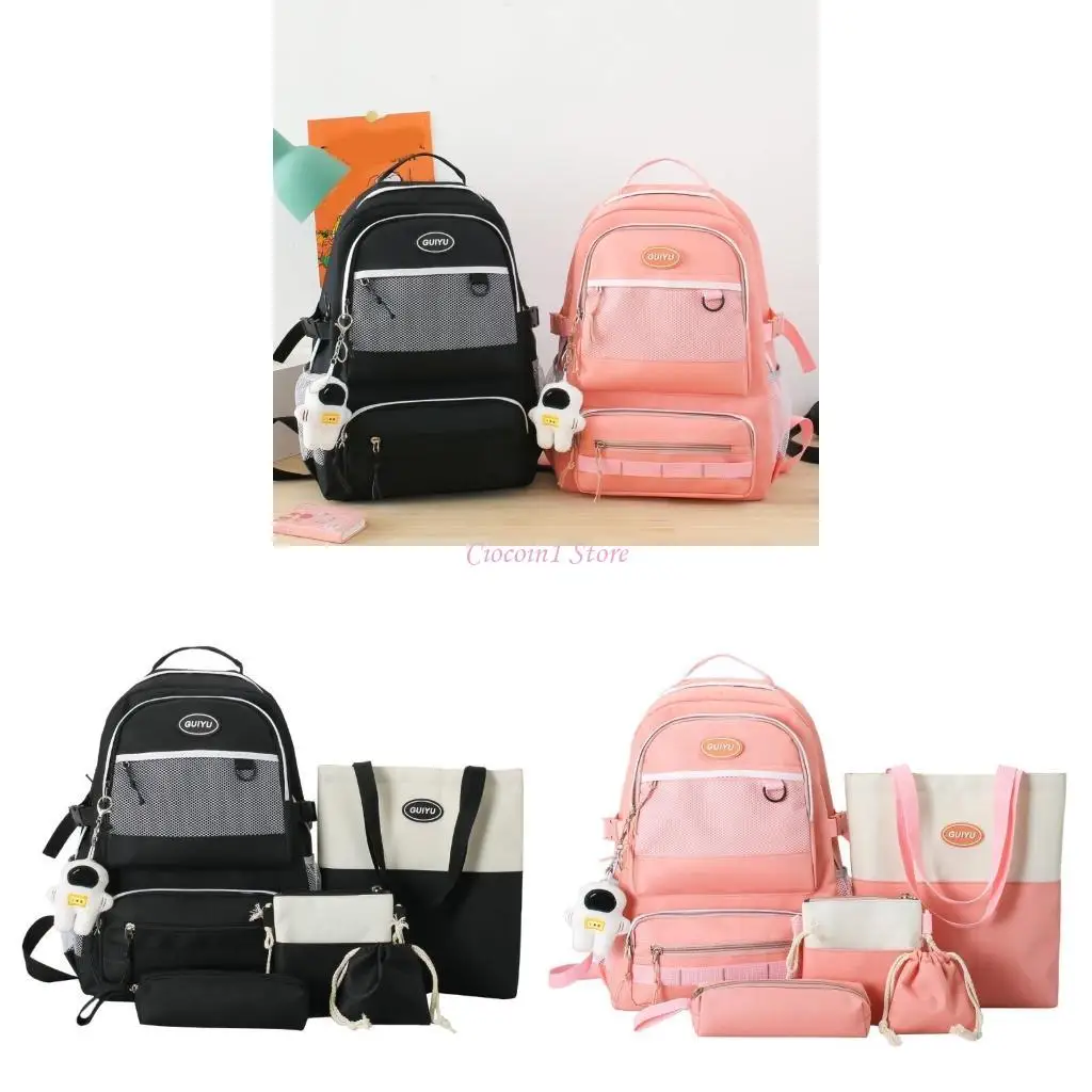 

Y1UB 5pcs School Backpack Shoulder Bag Pencil for Case Handbag Set Student Bookb
