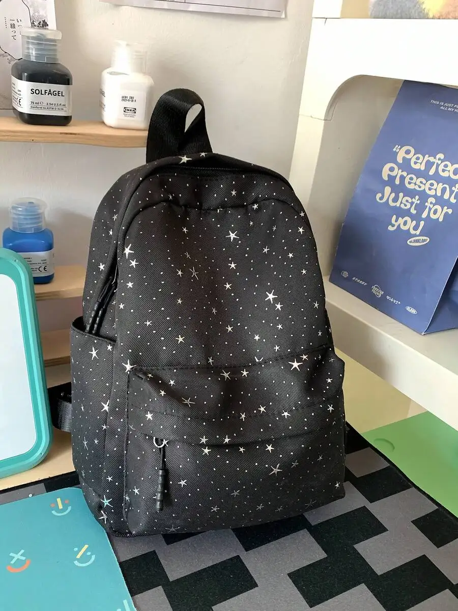 

Starry Sky Print Backpack For Women, Large Capacity Lightweight Durable School Travel Bag