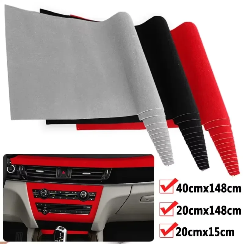 DIY Car Velvet Cloth Sticker Flannel Fabric Self-adhesive Adhesive Car Interior Decoration Decal Black Gray Red Decor 40X148cm