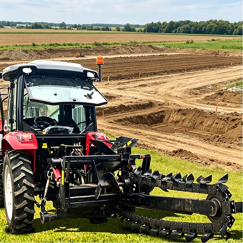 Tractor Mounted Ditching Machine Ride On Trencher Heavy Duty Trench Digger for Farm Water Pipeline Irrigation Construction Use
