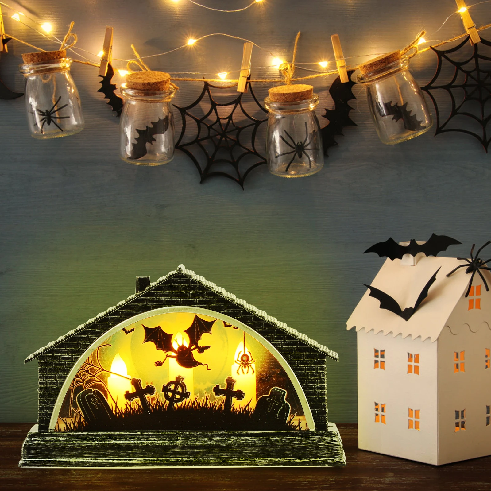 

Vintage LED Small House Decoration 3 C les Halloween Pumpkin Design Party Gift Retro nament Festive Atmosphere
