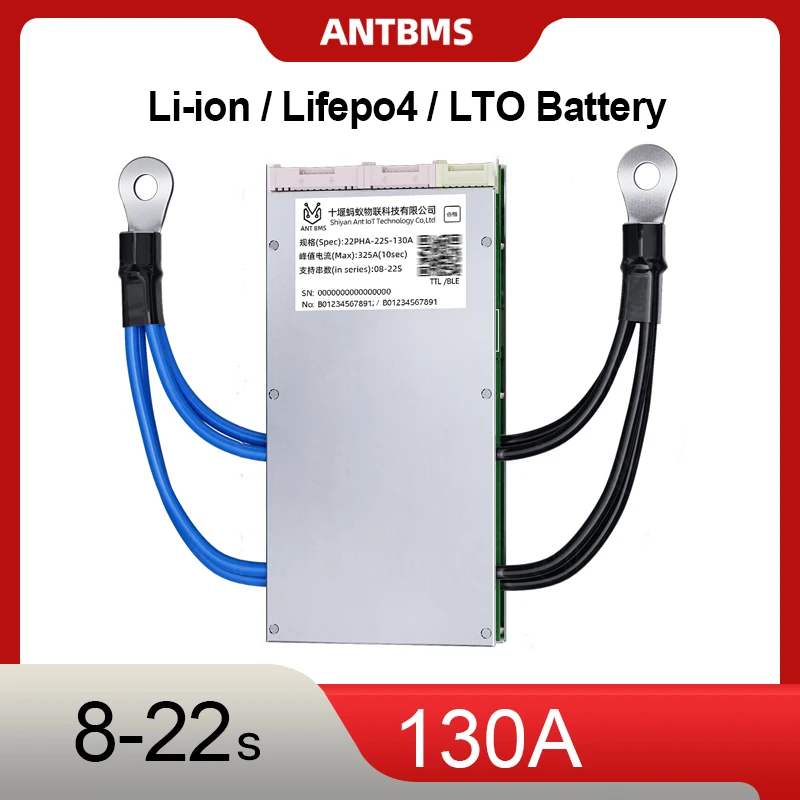 

SMART ANT 8-22S 130A BMS supports BT/APP protection for lithium batteries Voltage range 24V-72V For e-bike solar energy storage