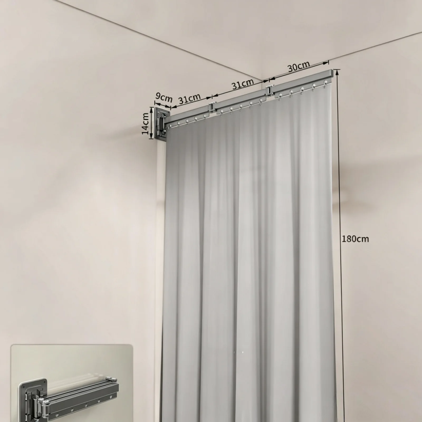 HYS folding shower curtain, bathroom bath blocking tarp, high-grade invisible strong sticky bathroom dry and wet separation