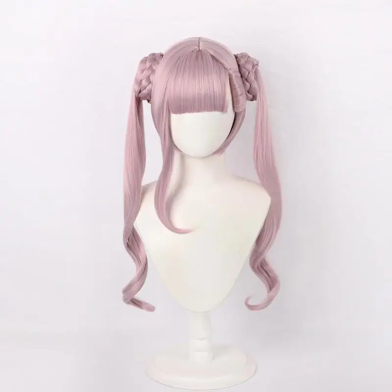 Anime The Hundred Line Last Defense Academy Tsukumo Kako Cosplay Wig Girl Pink Braid Clip Heat Resistant Synthetic Wig Halloween