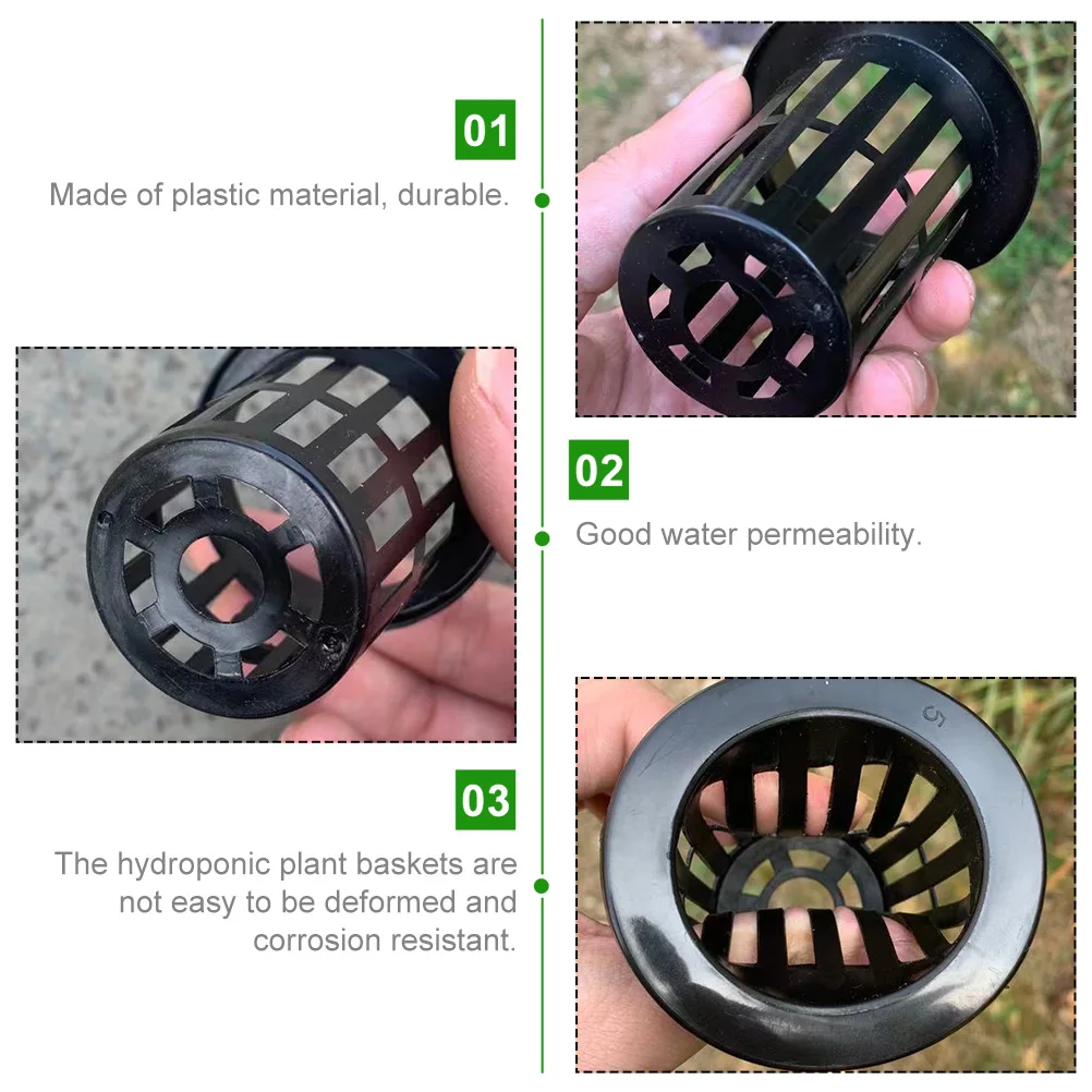 

50 Pcs Hydroponic Baskets Blue Mesh Plastic Planting Cups Growing System for Garden Balcony Flower Nursery Soilless Plants