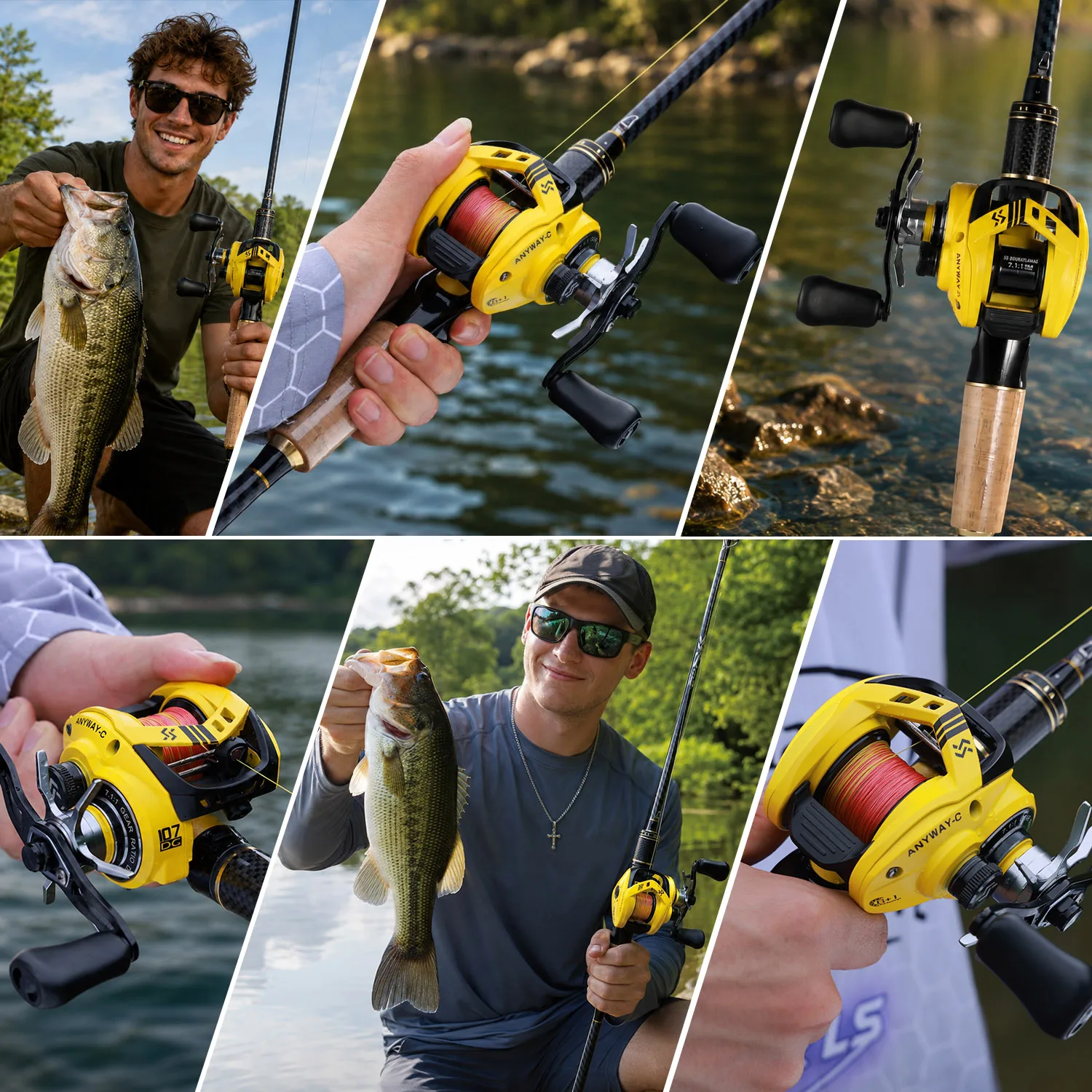 Sougayilang 107-DC Baitcasting-Rolle, Übersetzungsverhältnis 7,1:1, 6+1BB, leichte Angelrolle für lange Würfe, maximale Zugkraft 15 kg, Salzwasser, Süßwasser – Detail 16
