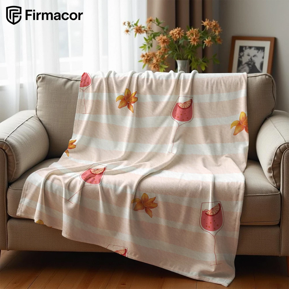 Pink Stripe Wine Lily Lightweight Microfiber Soft Christmas Fleece Blanket Warm Cozy Throw for Bed Sofa Office Travel All Season