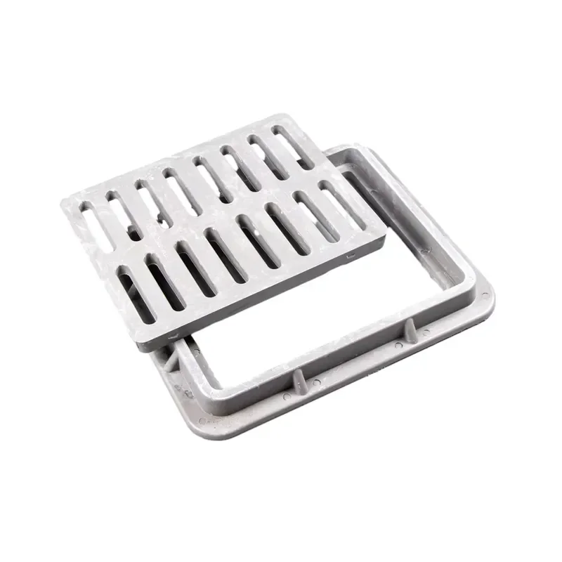 350x450mm Square SMC Composite Drain Grille Cover with Frame A15 Load Class Gutter Grid for Outdoor Pavement Roadway Drainage