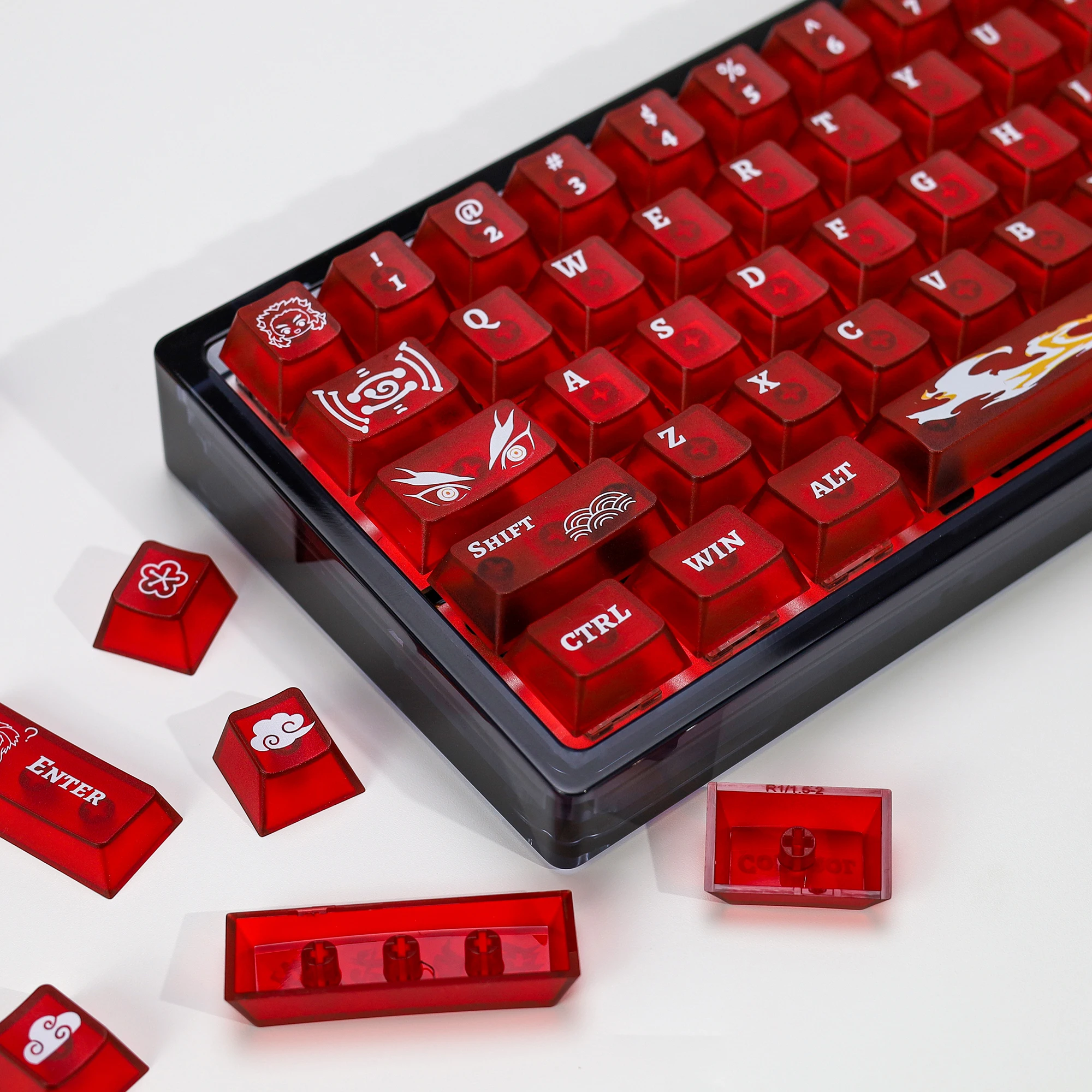 

KBDiy Nichirin Sword Theme Keycap Red Matte Translucent Anime PC Keycaps Cherry Profile For 60 Wooting Mechanical Keyboard Gamer