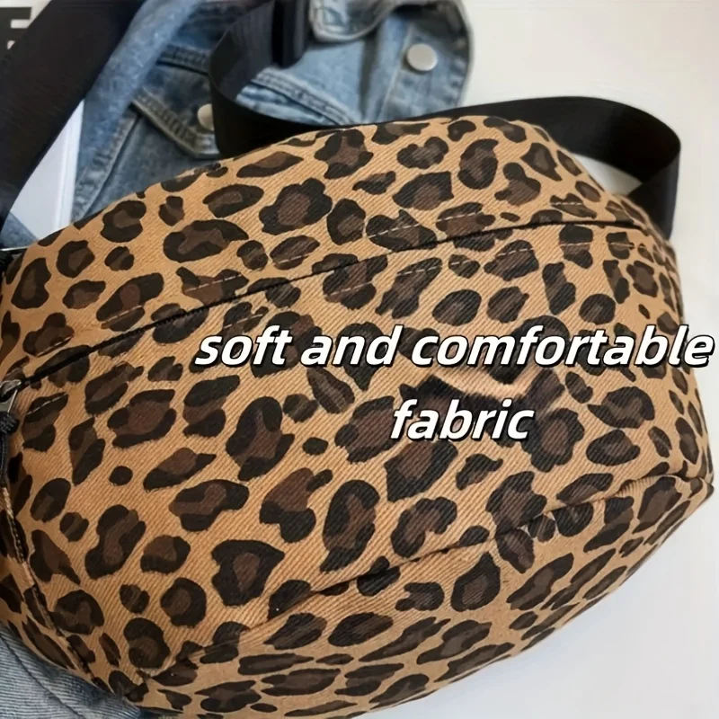 Damen-Brusttasche mit Leopardenmuster, großes Fassungsvermögen, Hüfttasche für Damen, Reisen, Einkaufen, Alltag, stilvolle Schulter-Crossbody-Tasche – Detail 4