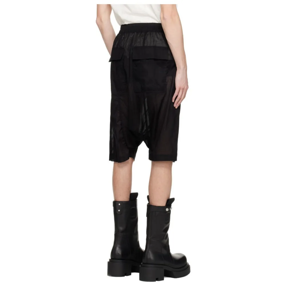 High Street RO black Shorts Men's New Summer Fashion Double-layer Yarn Breathable Thin Casual Straight Leg Five Quarter Pants