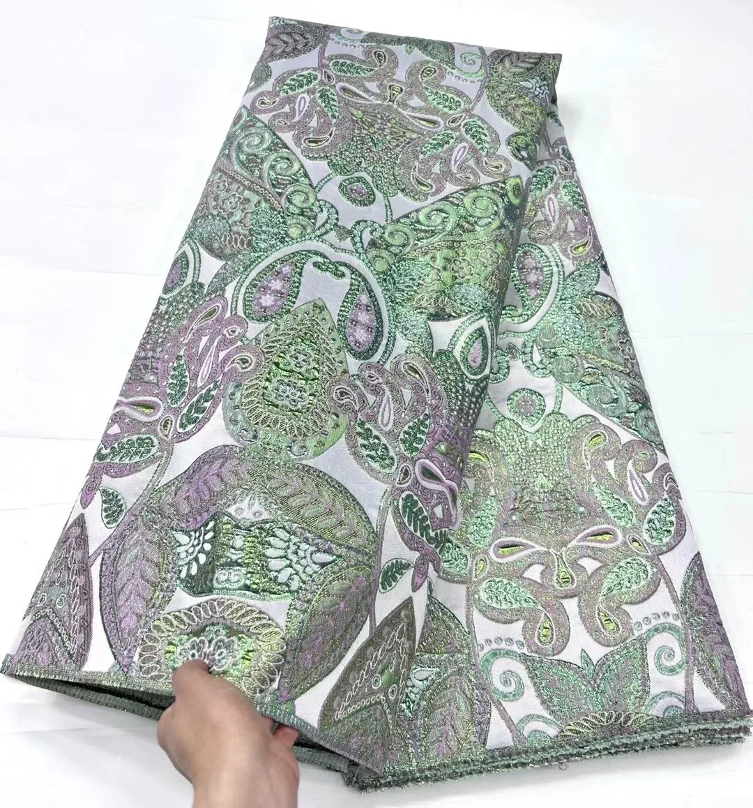 Newest African Brocade Lace Fabric Nigerian Gild Jacquard Lace Fabric Luxury Sew for Women Wedding Party Dresses H6174