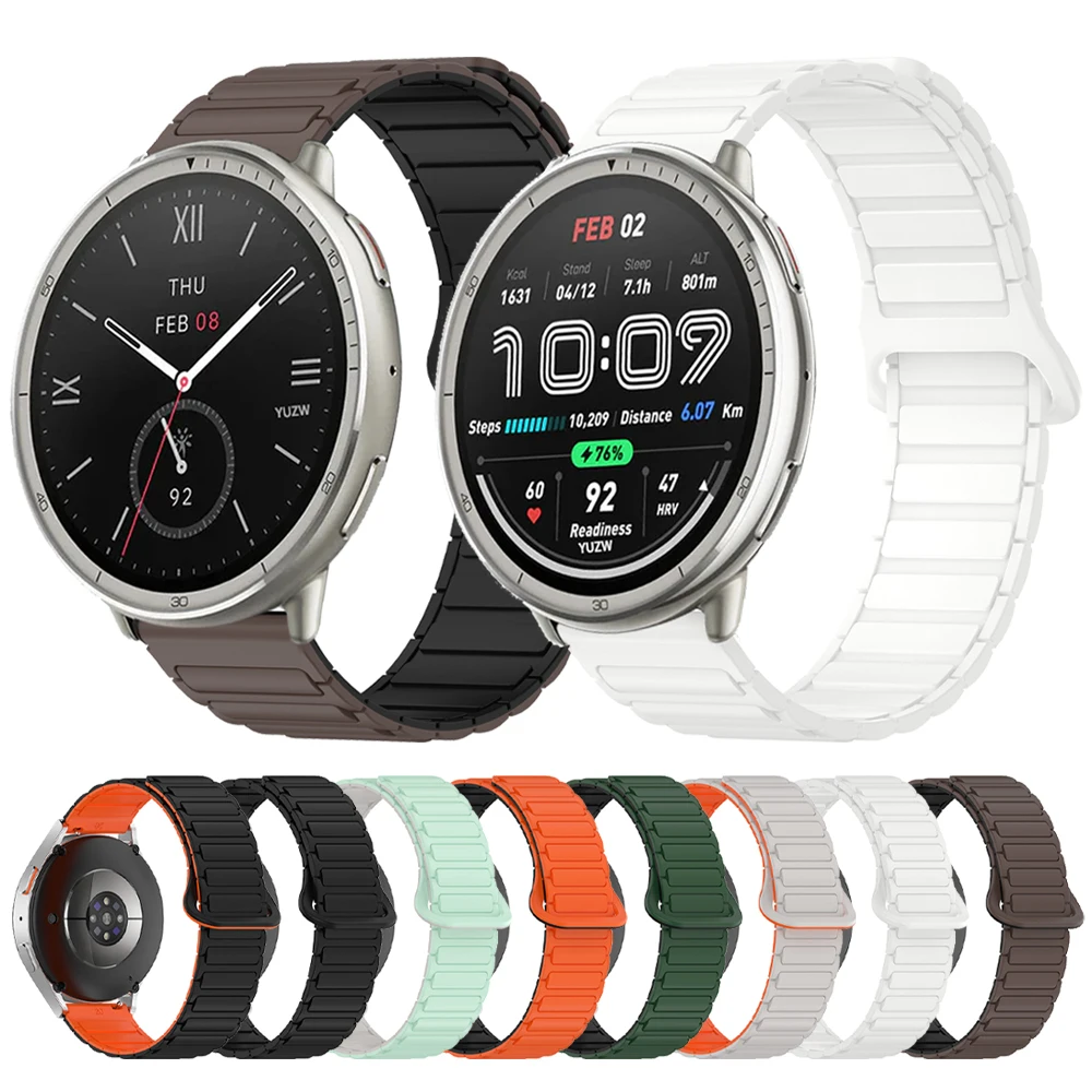 

Магнитный силиконовый ремешок 22 мм 20 мм для Huami Amazfit Active 2, ремешок для часов Amazfit BALANCE 2/Bip 6 46 мм/GTR/GTS Correa, браслет