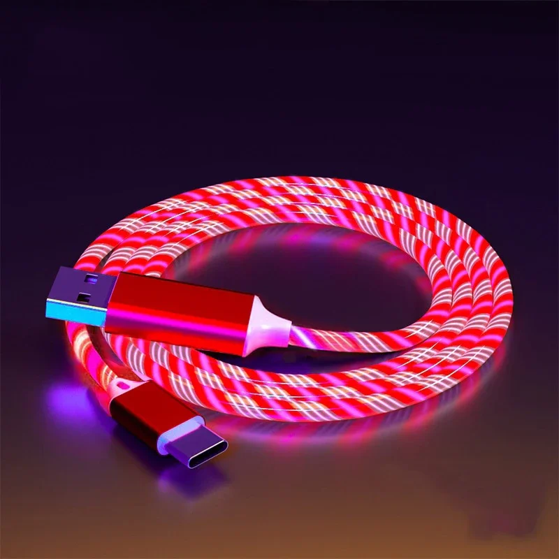 1 m 2 m leuchtendes LED-Licht USB A auf Typ C Schnellladekabel für iPhone 15 16 Pro Max Xiaomi Samsung OPPO Huawei