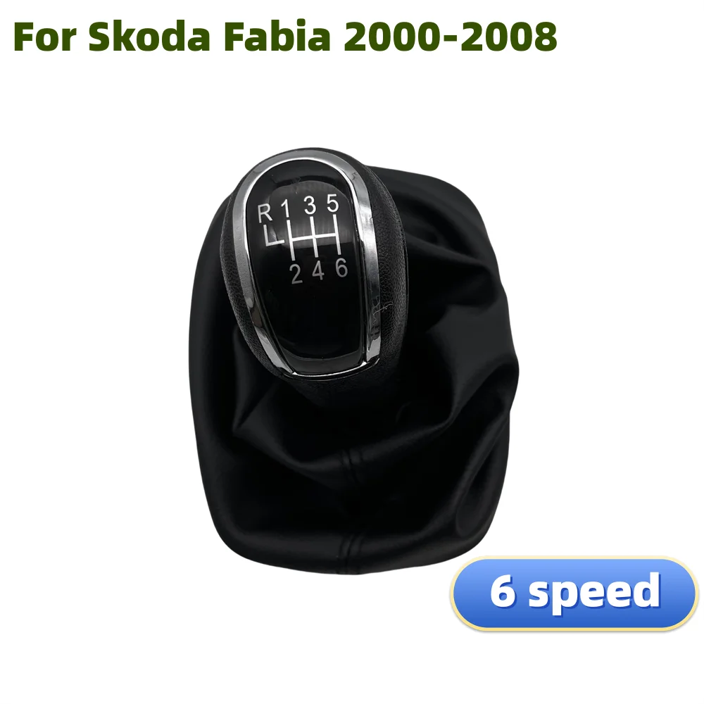 Car 5 /6 Speed Car Gear Stick Shift Knob With Leather Boot Fit for Skoda Fabia 2000 2001 2002 2003 2004 2005 2006 2007 2008