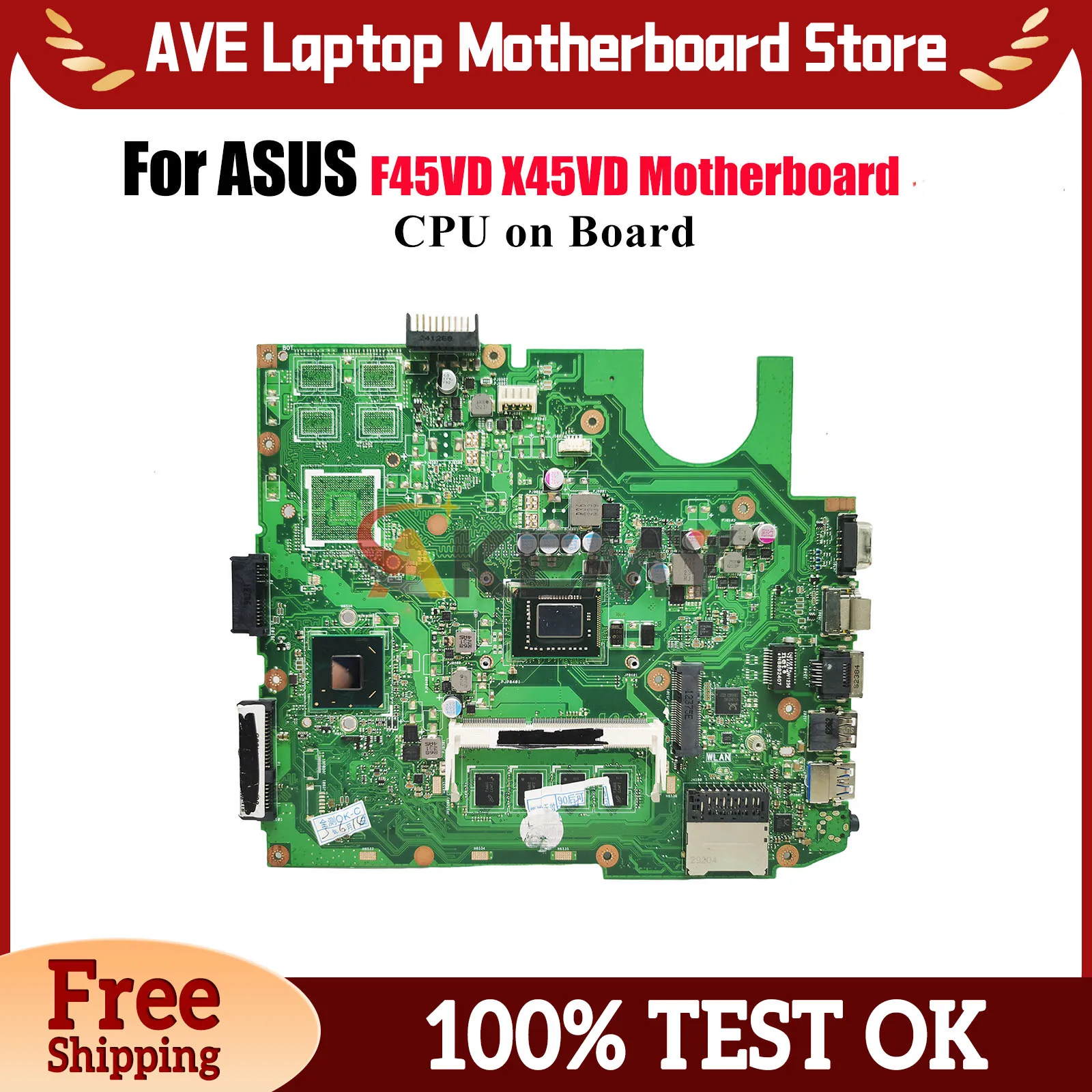 

X45VD Laptop Motherboard For ASUS VivoBook X45V F45VD X45VD Notebook Mainboard With CPU 100% tests OK fast shipping High quality