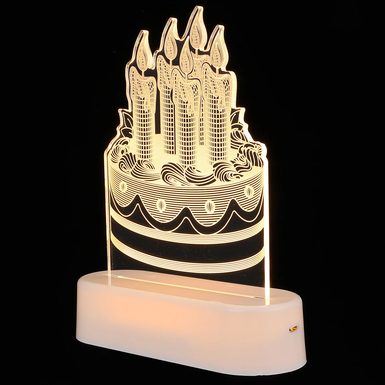 

3D Cake Lamp Acrylic Birthday Decorations White Night Light Led nament Creative Gifts Kids Room Kindergarten Classroom Party