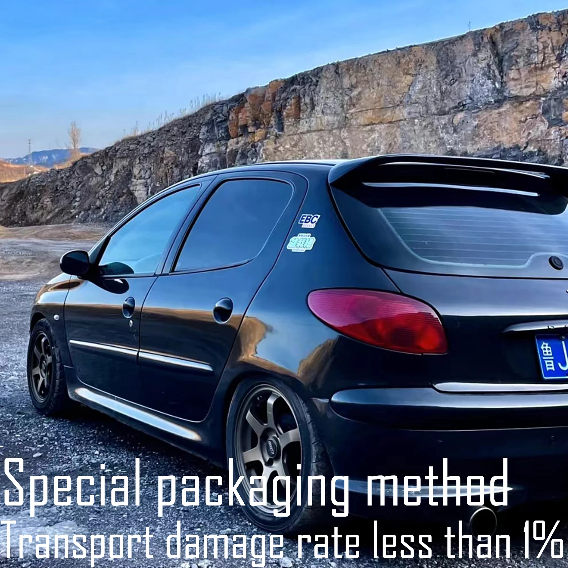 Suitable for Peugeot 206 rear luggage compartment roof spoiler carbon black car accessories