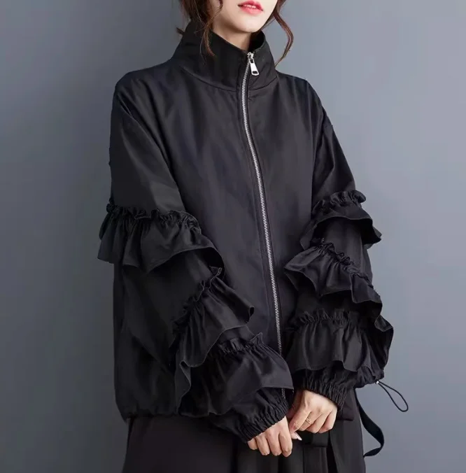 معطف ort Briti Sle Jaet k لون الخشب آين الخريف وصول جديد للمرأة Faion ملابس خارجية معطف Bla