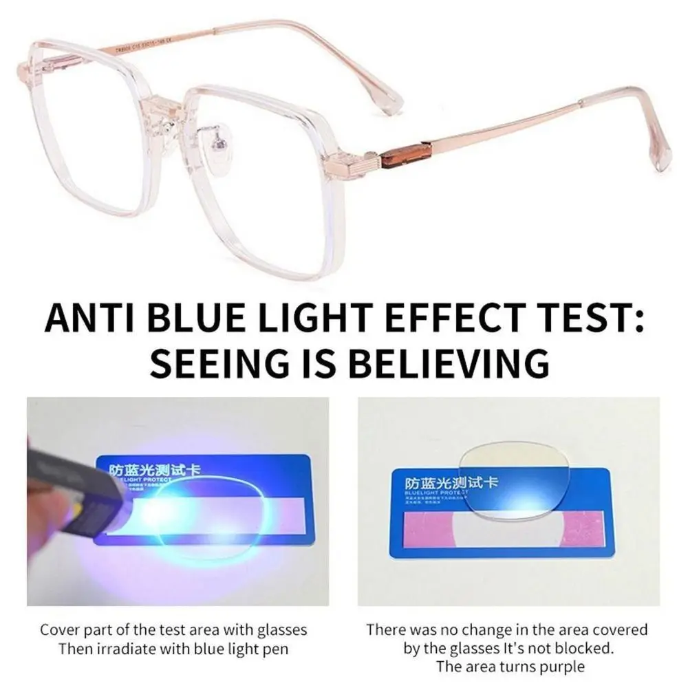 Blue Ray Blocking Anti-Blue Light Glasses Eye Protection Ultralight Square Eyeglasses Metal Photosensitive Discoloration