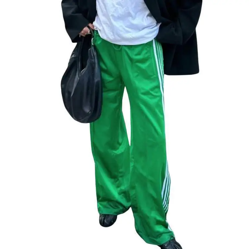 

Длинные спортивные брюки с высокой талией, прямые брюки с парашютом, полосатые свободные мужские повседневные брюки, корейские брюки нейтрального цвета