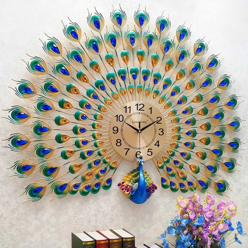 Peacock Minimalist Wall Clocks Creative Silent Design Chinese Wall Watch Luxury Large Aesthetic Big Size Reloj Pared Home Decor