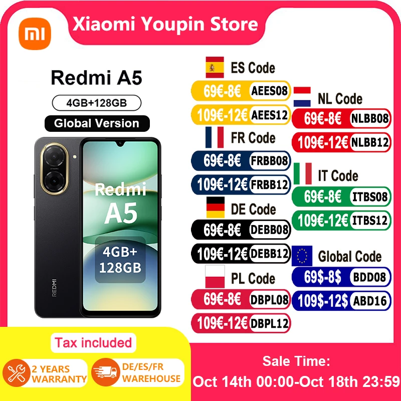 الإصدار العالمي للهاتف الذكي Xiaomi redmi A5 بشاشة 6.88 بوصة 120 هرتز على شكل إصبع abdruck 5200mah Schnel 32MP AI كاميرا مزدوجة #1