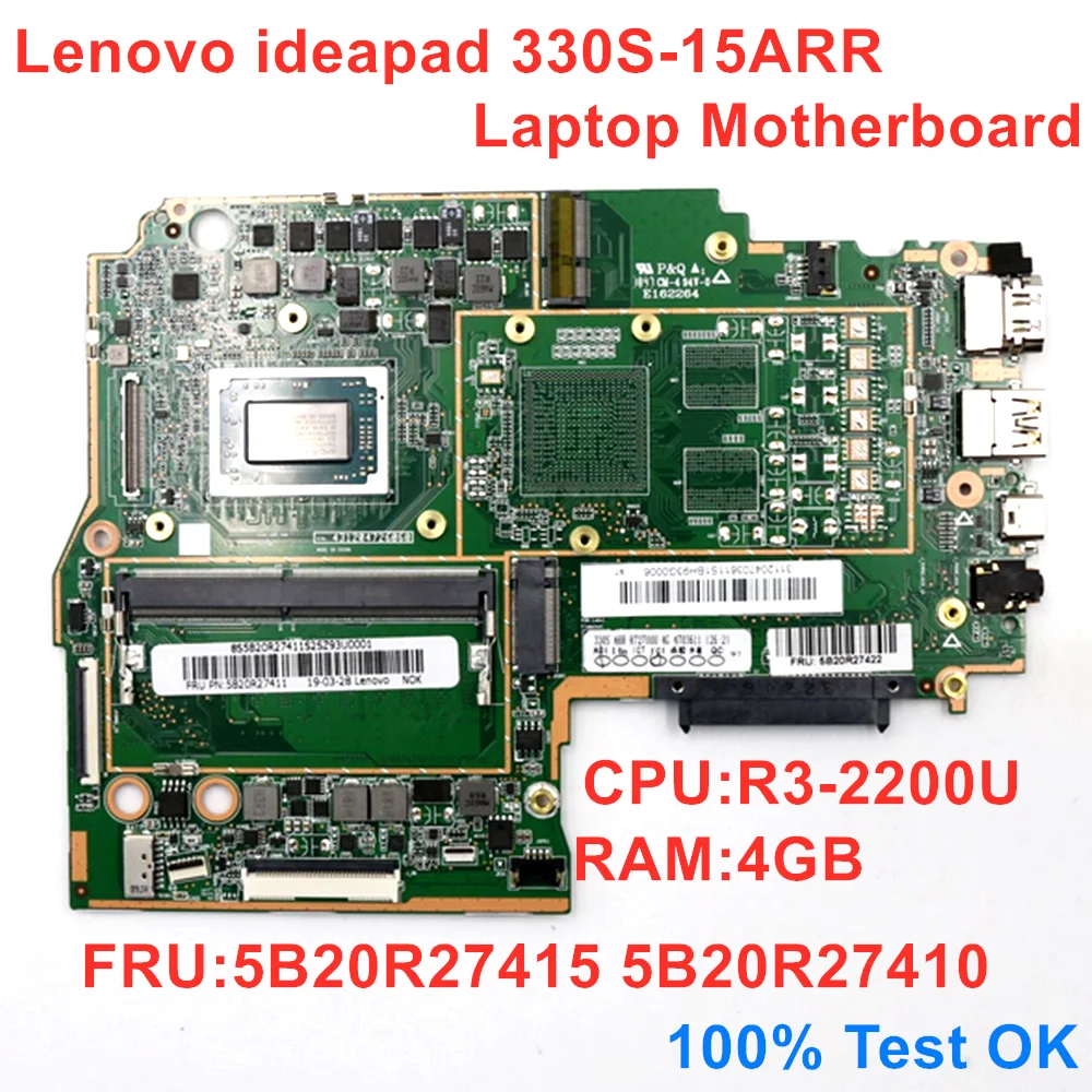 

New Original For Lenovo Ideapad 330S-15ARR Laptop UMA Motherboard CPU R3-2200U RAM 4G DDR4 5B20R27415 5B20R27410 100% Test OK