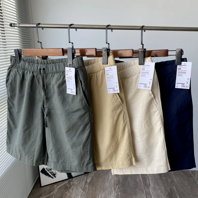 

Comfortable Linen Men's orts Five-Quarter Length Color Casual Spor Youthful Sle Summer Breathable Straight Leg Pants
