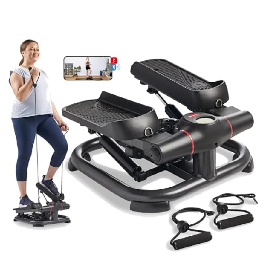 2-in-1 Power Stepper, 400 lb Weight Capacity, Resistance Bands, Height-Adjustable, Low-Impact Cardio, Bluetooth + SunnyFit App,