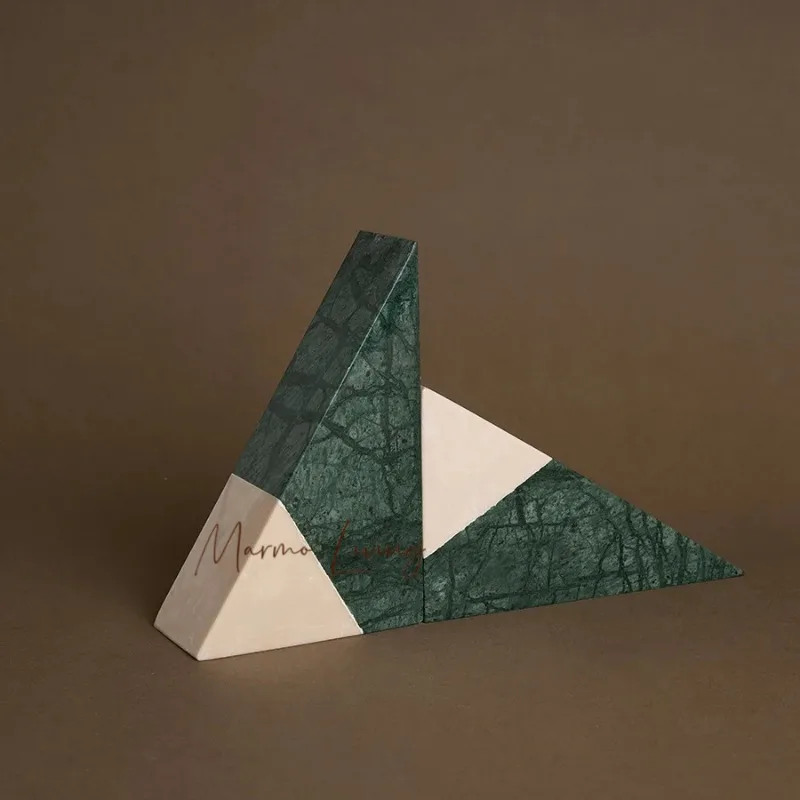 

Indian Green Natural Marble Bookends Retro Travertine Book Stand Holder Home Decoration