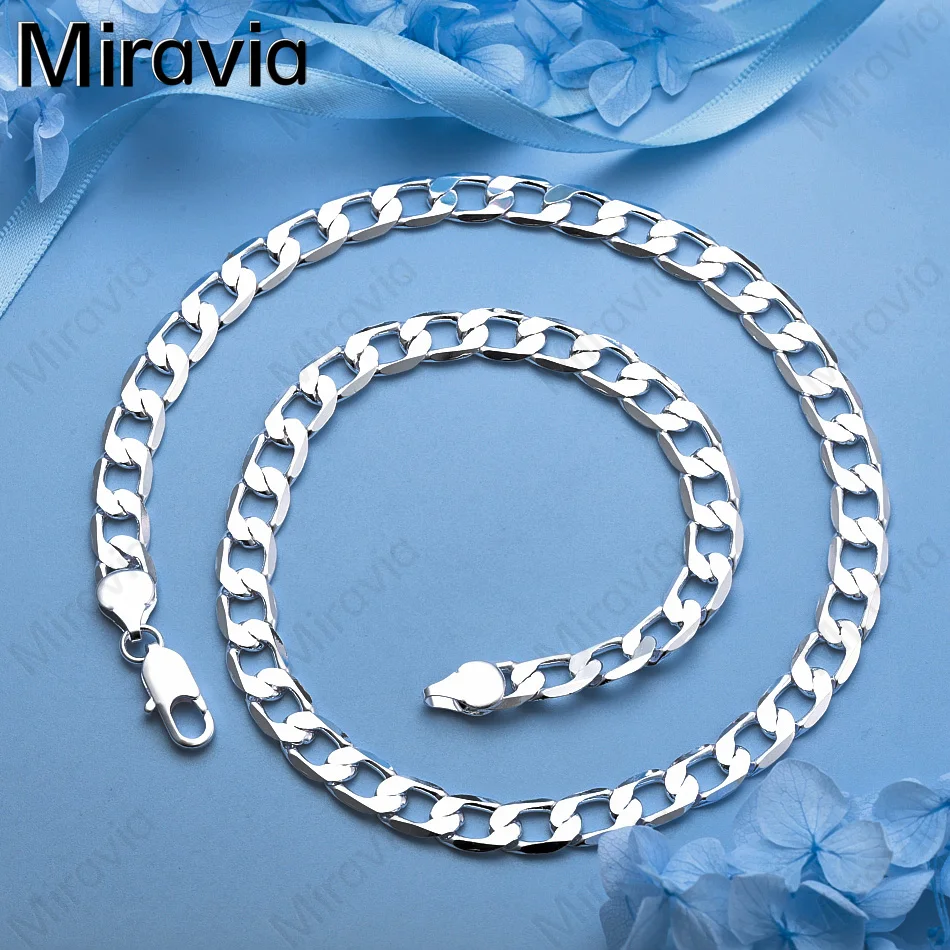 

Miravia 925 Sterling Silver 1:1 Flat Link Chain Necklace Women's Exquisite Cute Wedding Engagement Party Jewelry