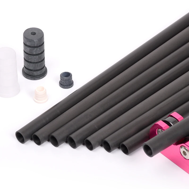 أنبوب أعمدة البلياردو من ألياف الكربون 12.2 مم، فراغات جديلة مدببة مع حشوة إسفنجية، حلقي و