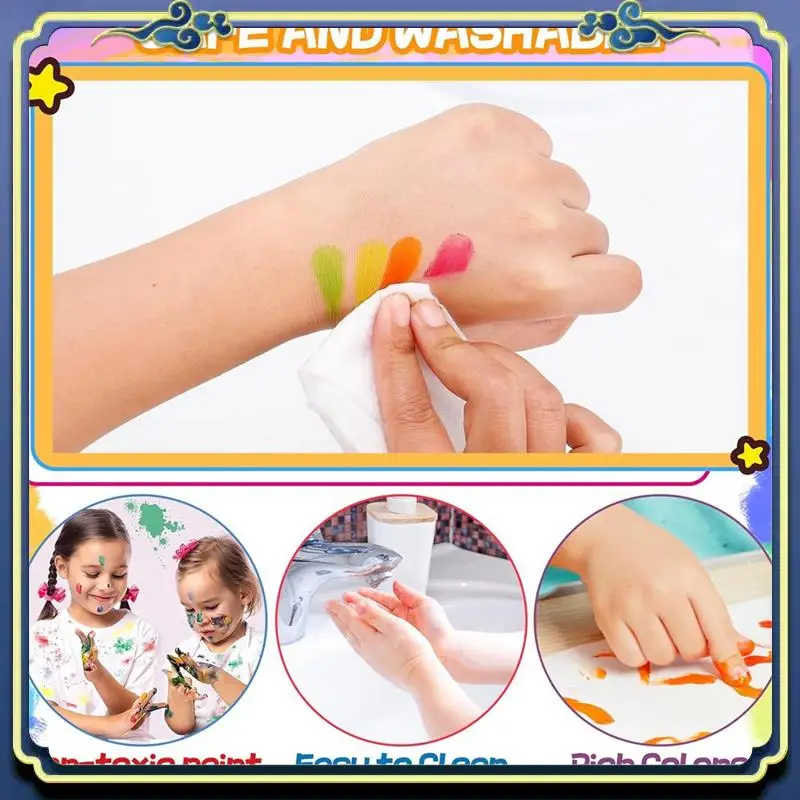 Tragbare Stempelkissen in 25 Farben mit 30 Farbseiten, waschbares Stempelkissen, ungiftiges Fingermalerei-Set, 2er-Pack