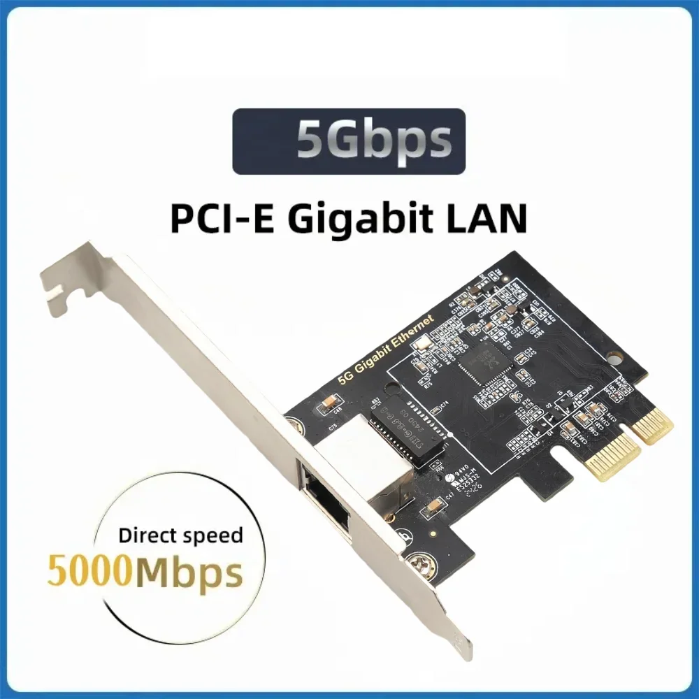 5000Mbps PCI-E To RJ45 Network Card 8126 Chip Gigabit Ethernet 100/1000/5000Mbps RJ45 LAN PCIe Adapter For Laptop PC Win 10/11