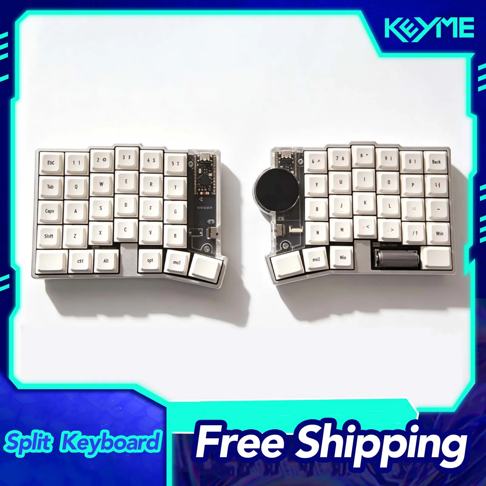 

MIX Low Profile Split Keyboard Custom CNC Aluminum Case Roller Cirque Touchpad Choc Switch Hotswap Bluetooth Keyboard Gamer Gift