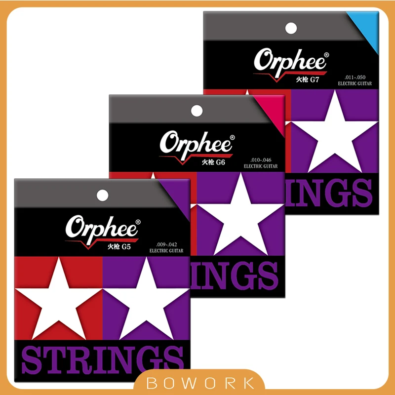 

Набор струн Orphee G5 /G6 /G7 для электрогитары, струны с нано-покрытием из чистого никеля и намотки, с бусинами из 18-каратного золота (.009-042), с натяжением