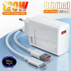 Total 120W USB Fast Charger Type C Cable Phone Charger Adapter For iPhone 15 Samsung Xiaomi Quick Charge EU/US Plug Wall Charger