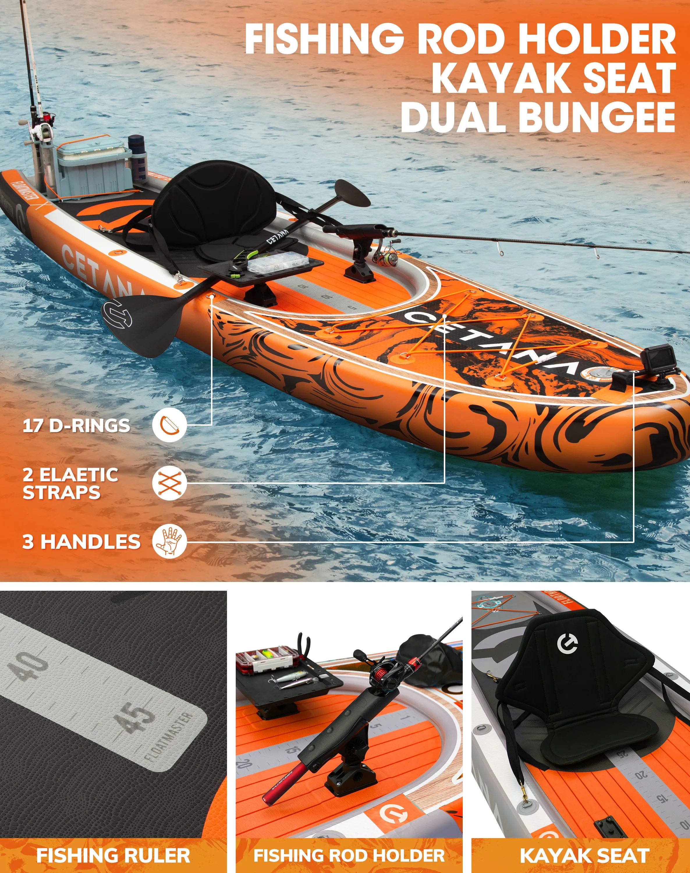 China Factory Inflatable Boat Double Chamber Inflatable Paddle Board Fishing Kayak Inflatable Fishing Sup With Rod Holders view 6